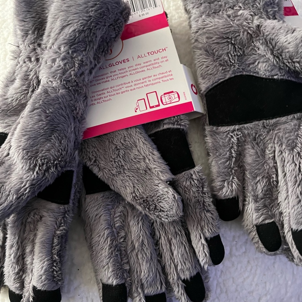 Chic Gray Faux Fur Gloves with Touchscreen Capability